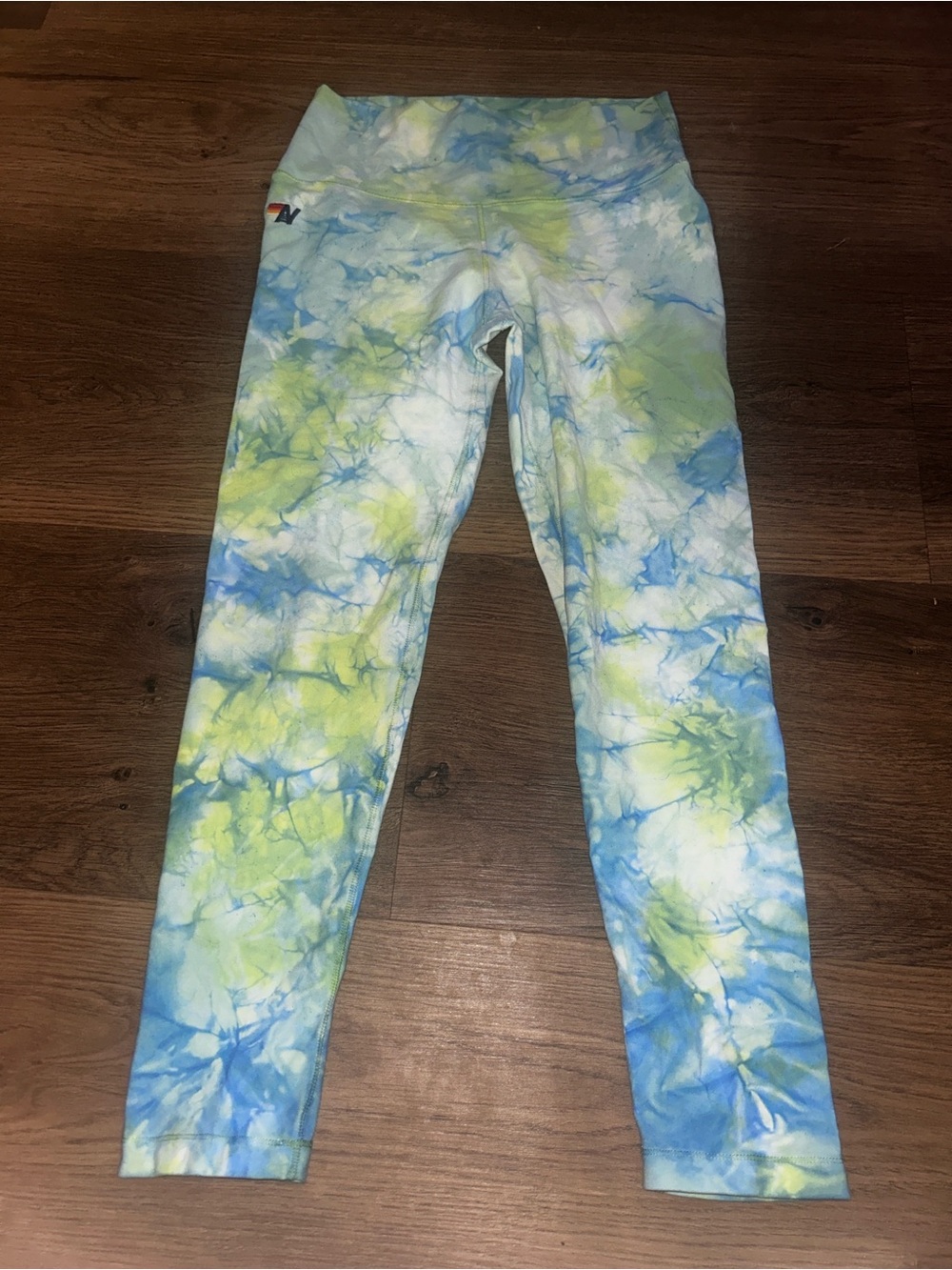 Aviator Nation Blue & Green Tie-Dye Leggings